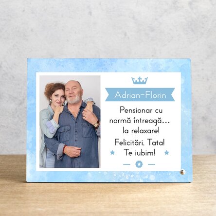 Ramă foto de birou personalizată cu o poză și mesaj - Pensionat 