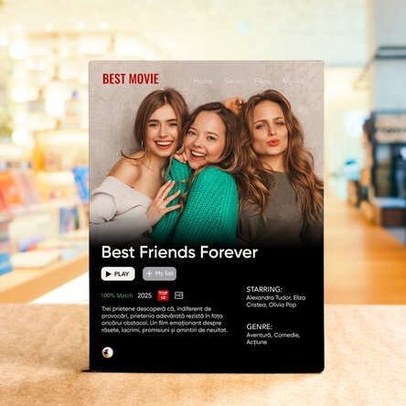 Ramă foto de birou personalizată cu o poză și text - Film