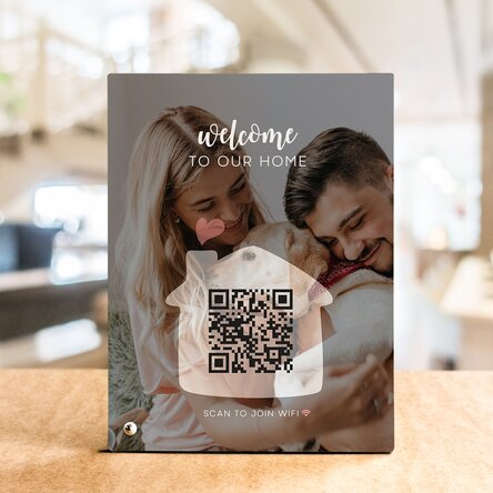Ramă foto de birou personalizată cu poză și cod QR - Scan for Wifi