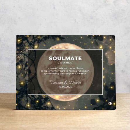 Ramă foto de birou personalizată text - Full moon compatibility