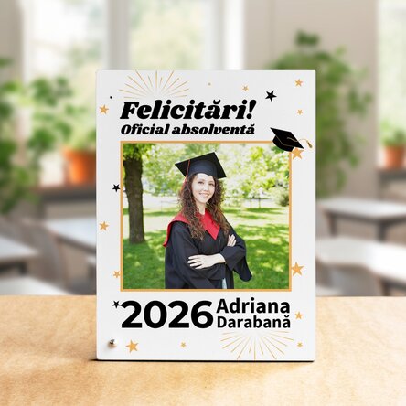 Personalised desk photo frame with photo and text - Official graduate