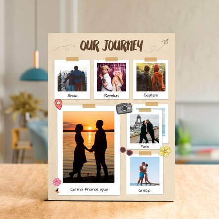 Ramă foto de birou personalizată cu 6 poze și mesaj