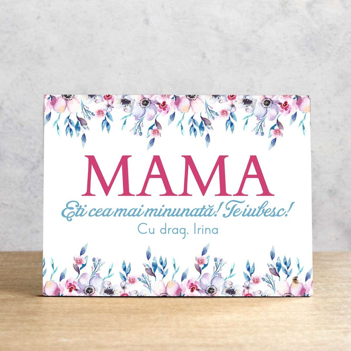Personalised desk photo frame with text - Flowers