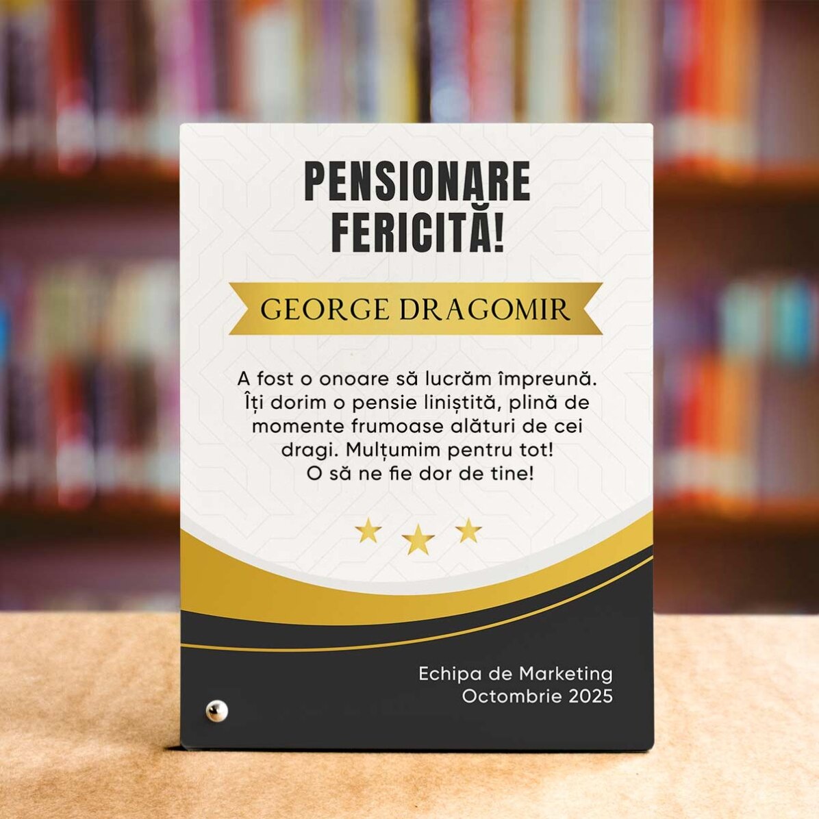 Ramă foto de birou personalizată cu text - Pensionare