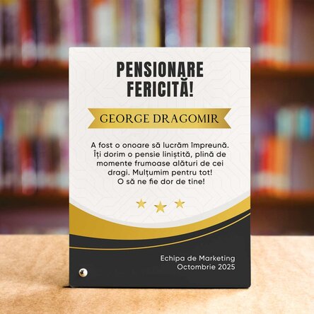 Ramă foto de birou personalizată cu text - Pensionare