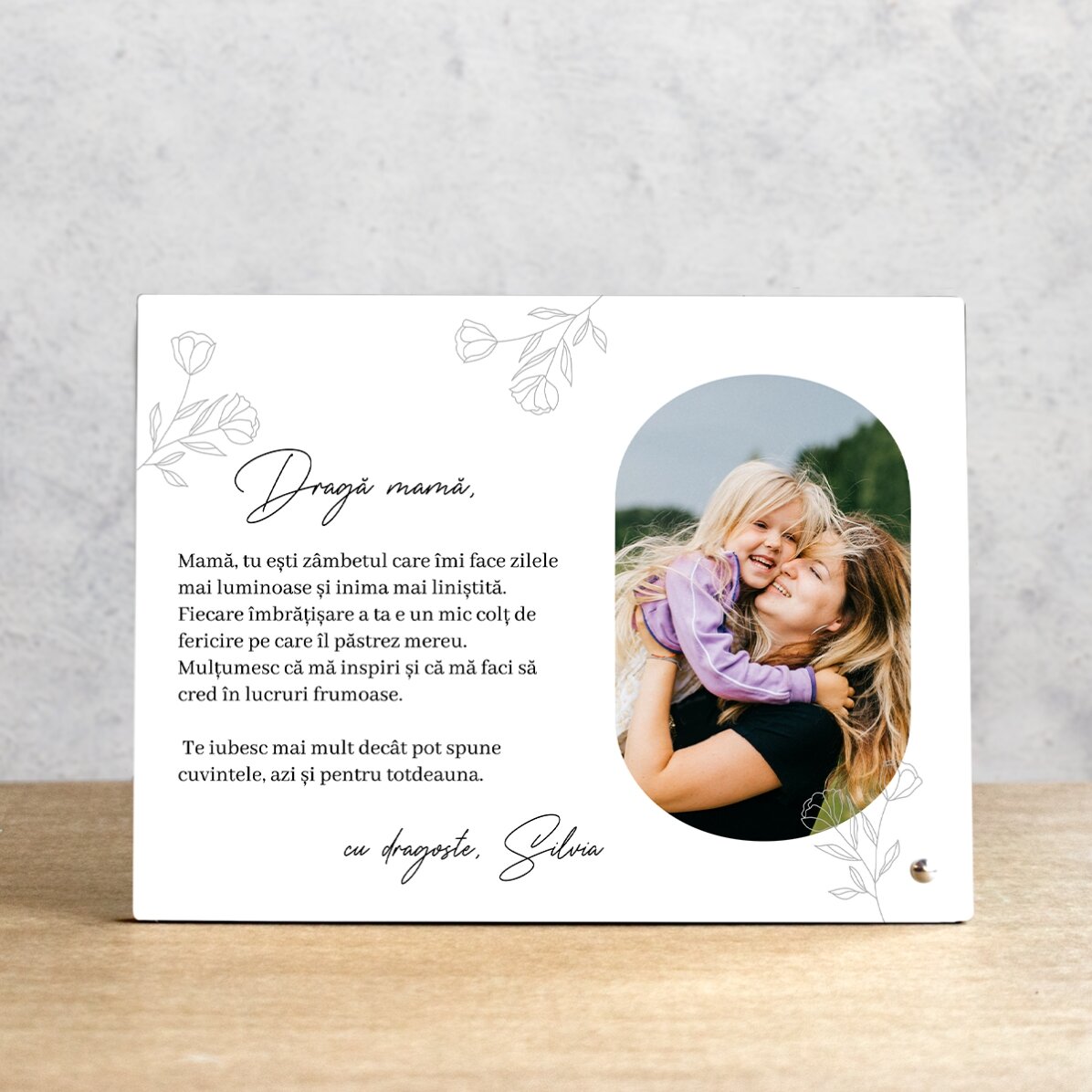 Personalised desk photo frame with text for your loved ones