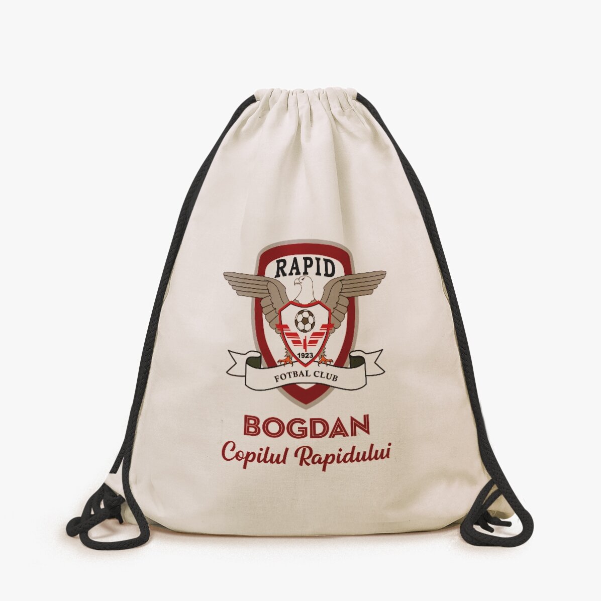 Rucsac FC Rapid personalizat cu nume și mesaj
