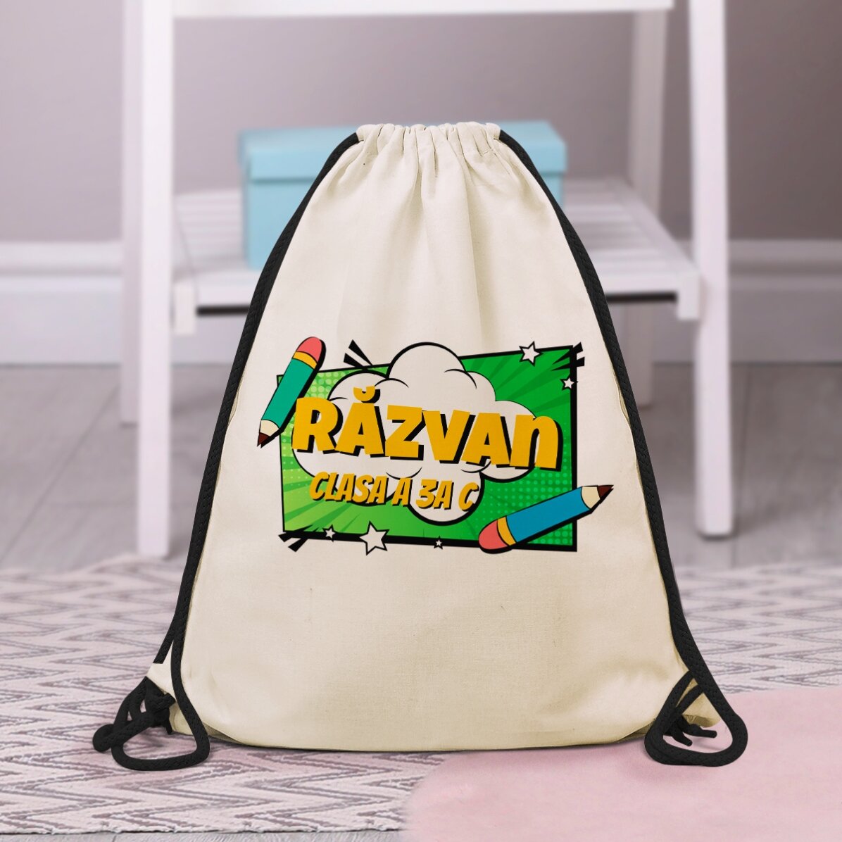 Rucsac personalizat cu mesaj - Comic style
