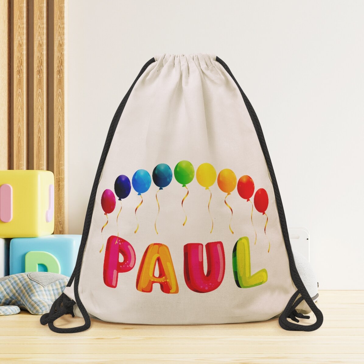Rucsac personalizat cu nume - Baloane colorate