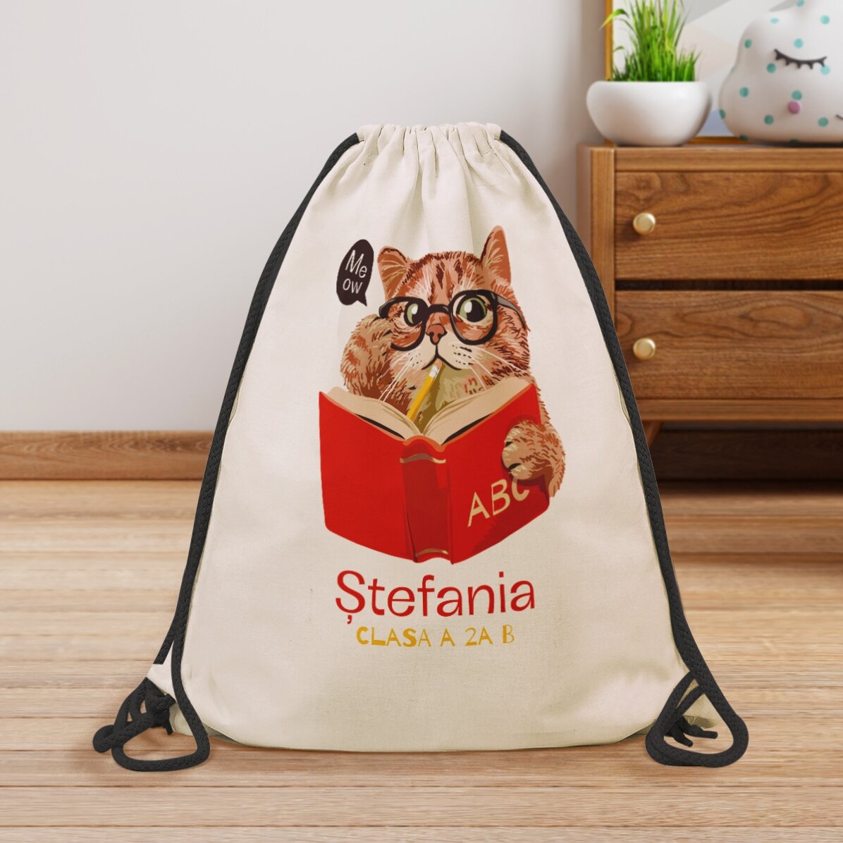 Rucsac personalizat cu nume - Meow