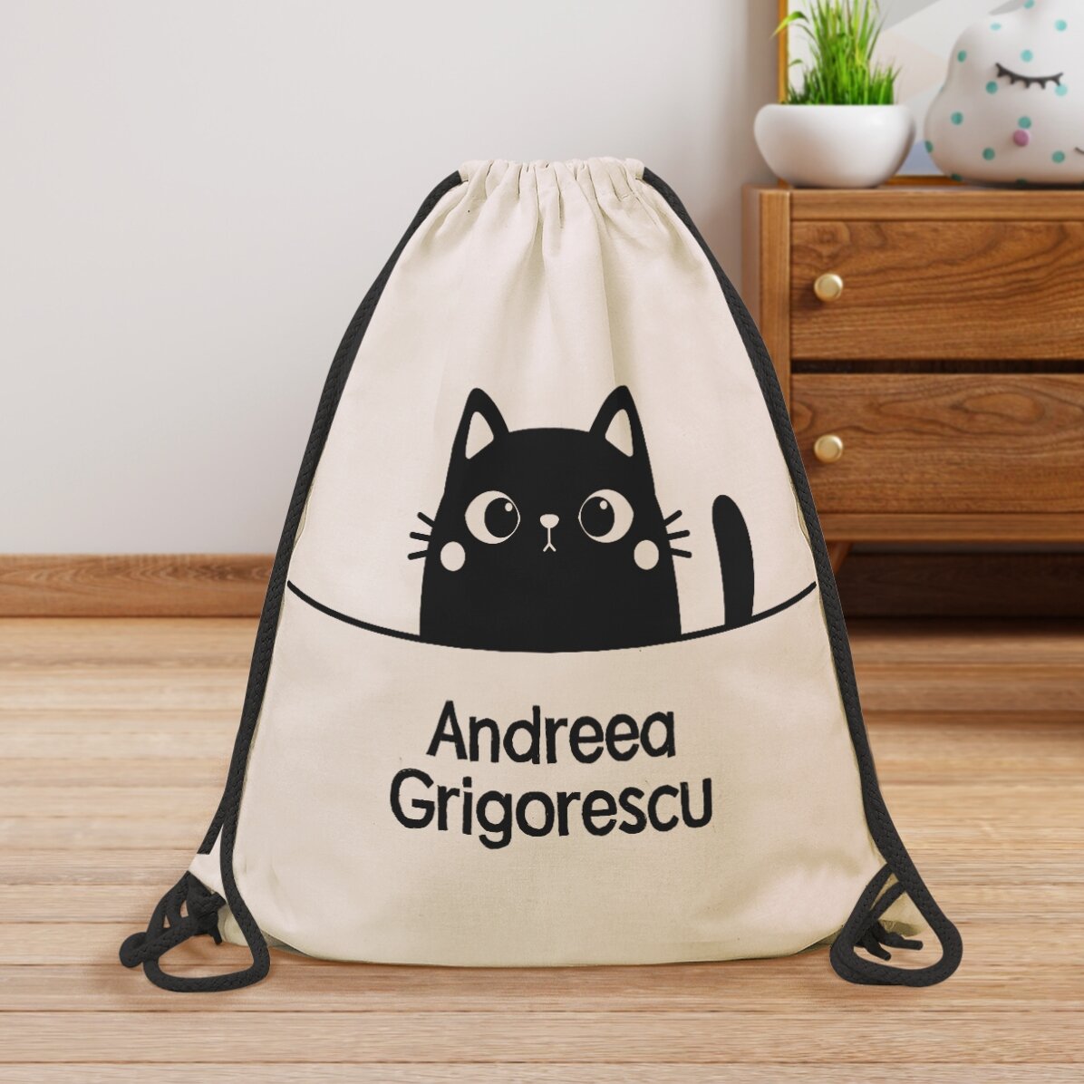 Rucsac personalizat cu nume - Pisică