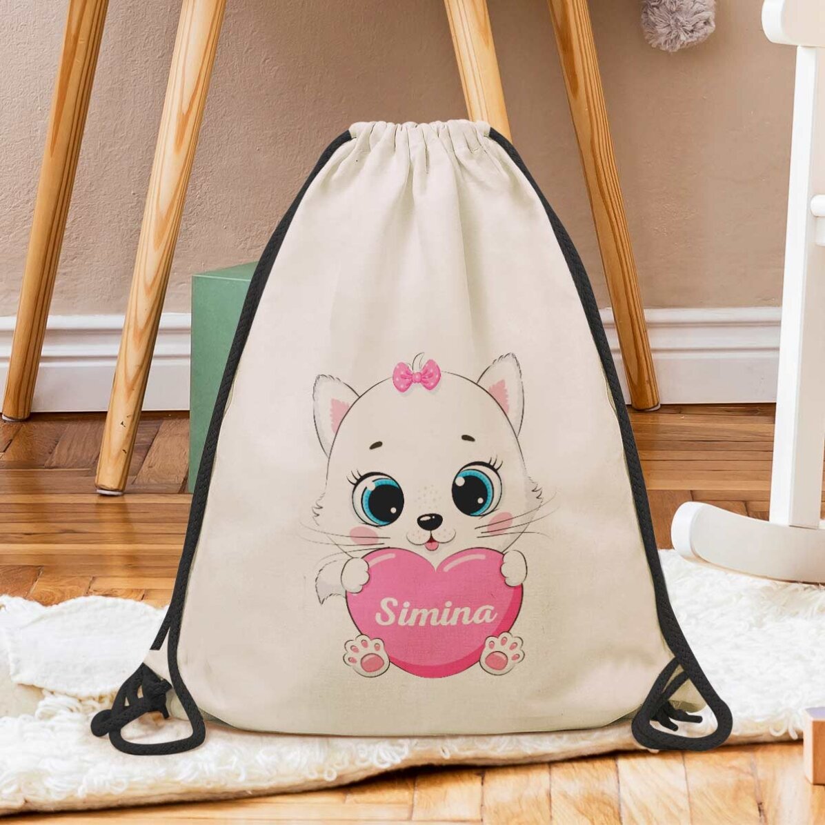 Rucsac personalizat cu nume - Pisicuță