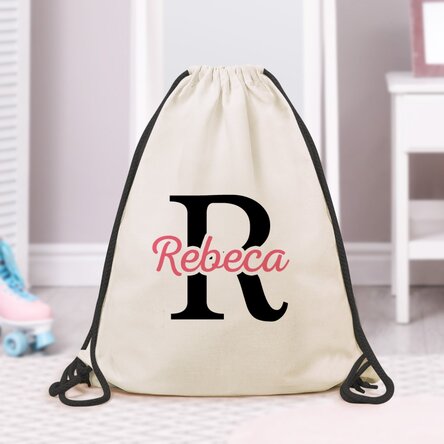 Personalised rucksack with name and initial
