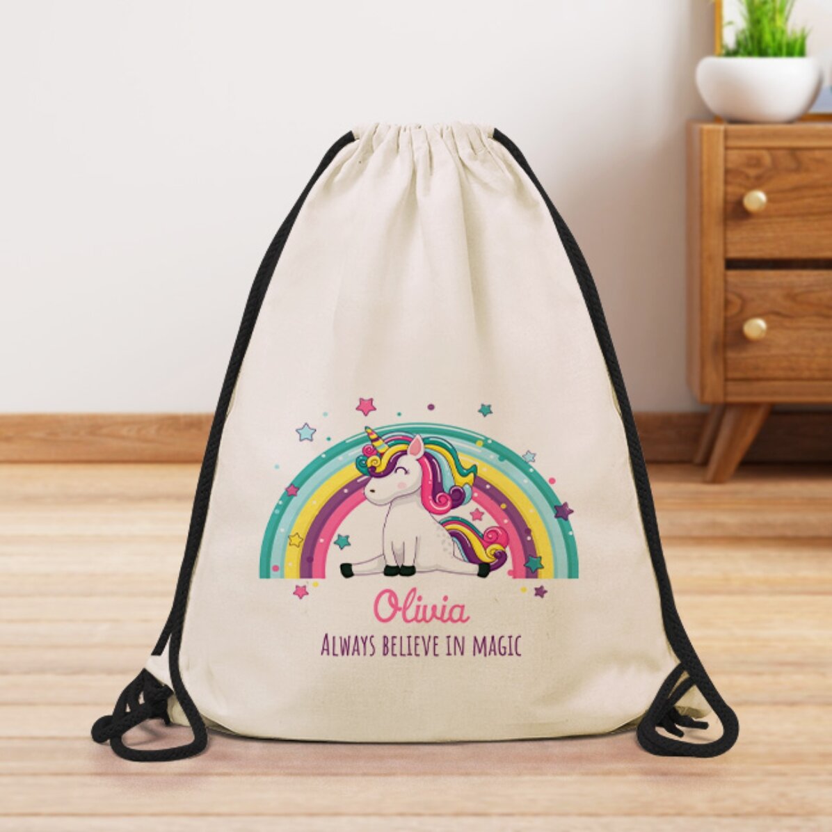 Rucsac personalizat cu text - Curcubeu