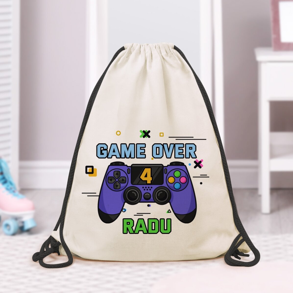 Personalised rucksack with text – Game over