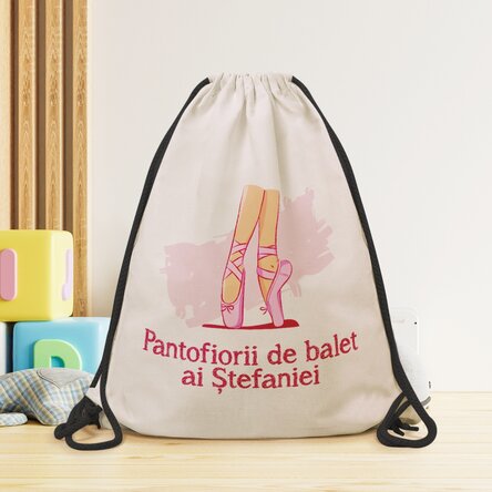 Rucsac personalizat cu text - Pantofiori de balet