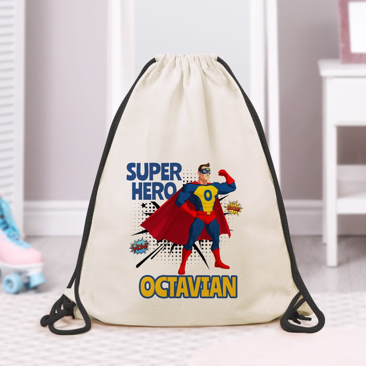 Personalised rucksack with text – Superhero