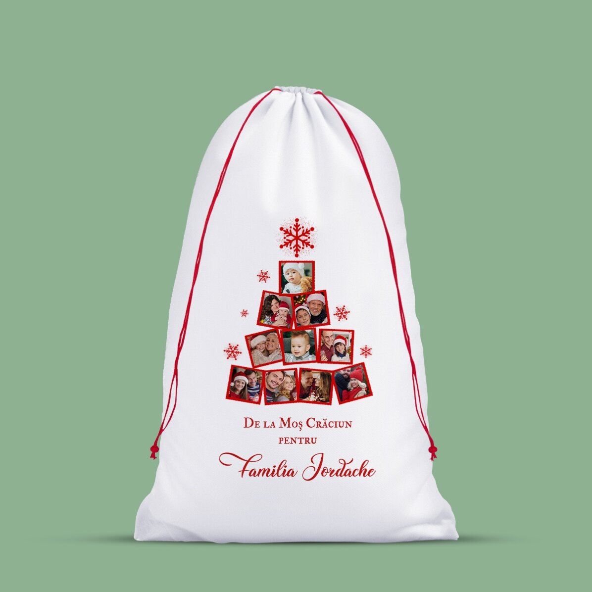 Sac alb pentru cadouri personalizat cu poze și mesaj - Christmas tree