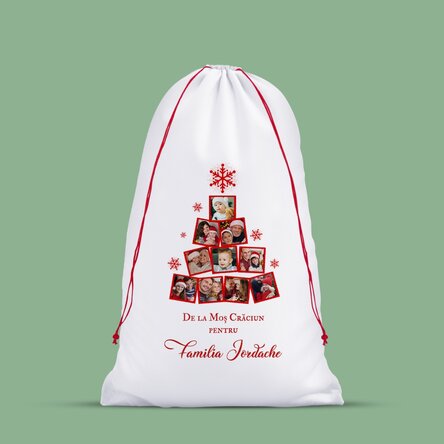 Sac alb pentru cadouri personalizat cu poze și mesaj - Christmas tree