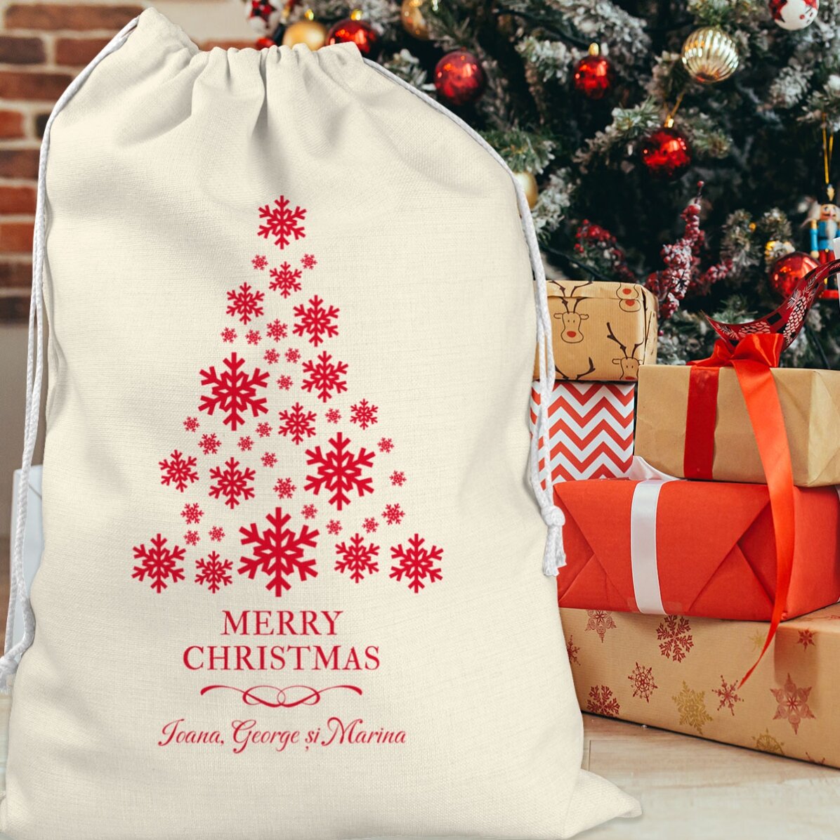 Sac pentru cadouri personalizat cu text - Christmas Tree