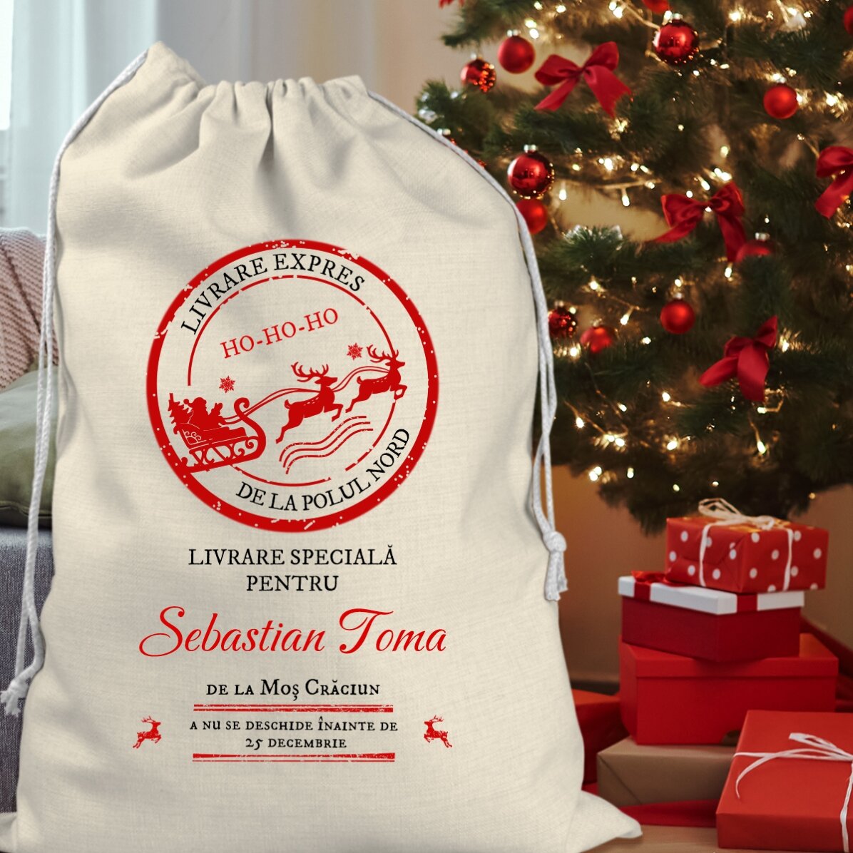 Sac pentru cadouri personalizat cu text - Livrare specială