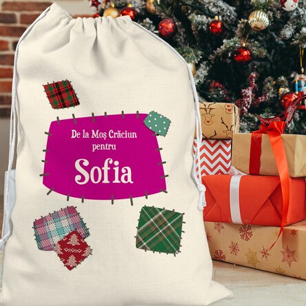Sac pentru cadouri personalizat cu text - Petic