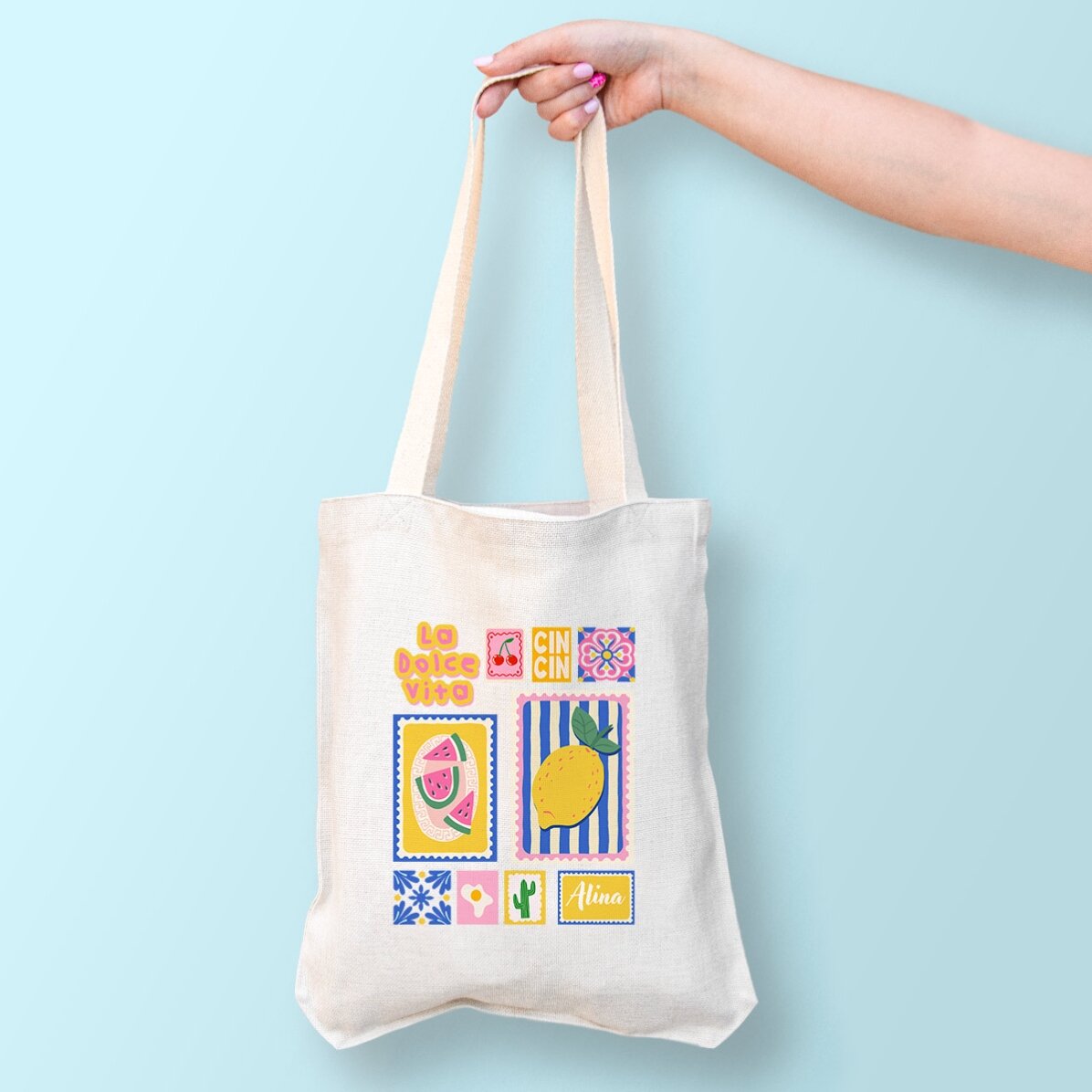 Personalised tote bag with name - Summer