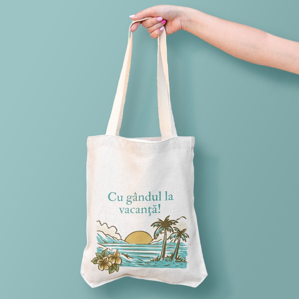 Sacoșă personalizată cu text - Cu gândul la vacanță