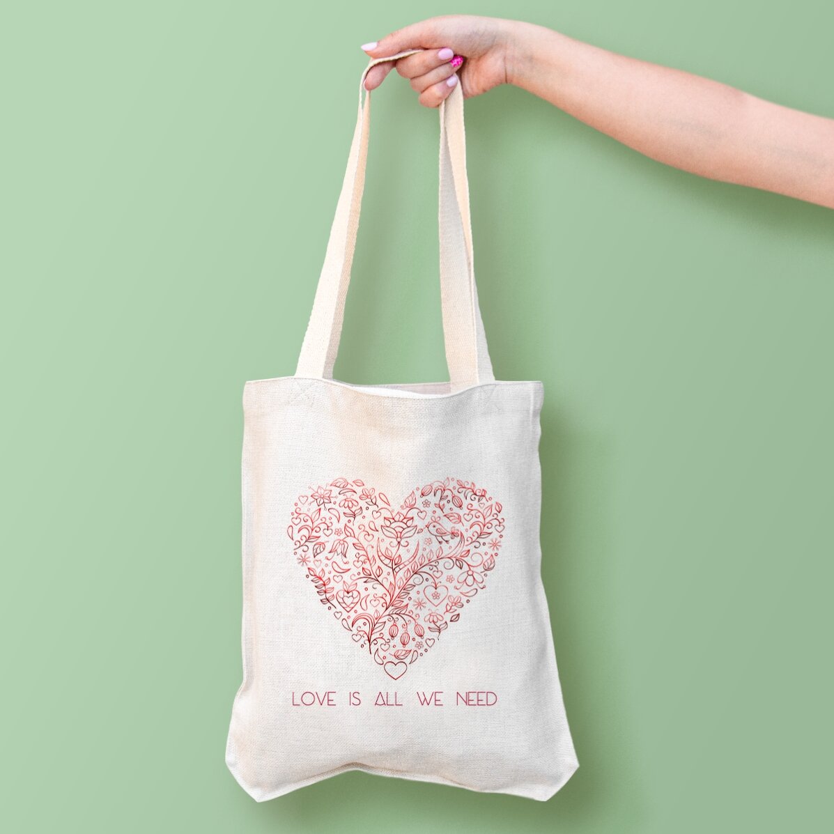 Sacoșă personalizată cu text -  Love is all we need