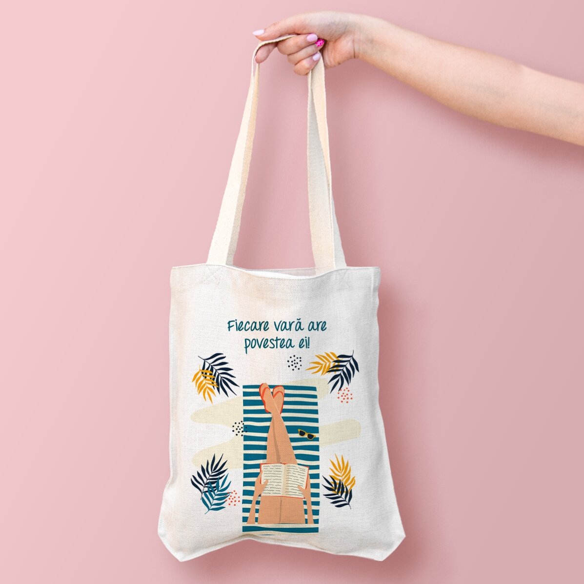 Sacoșă personalizată cu text - Poveste de vară