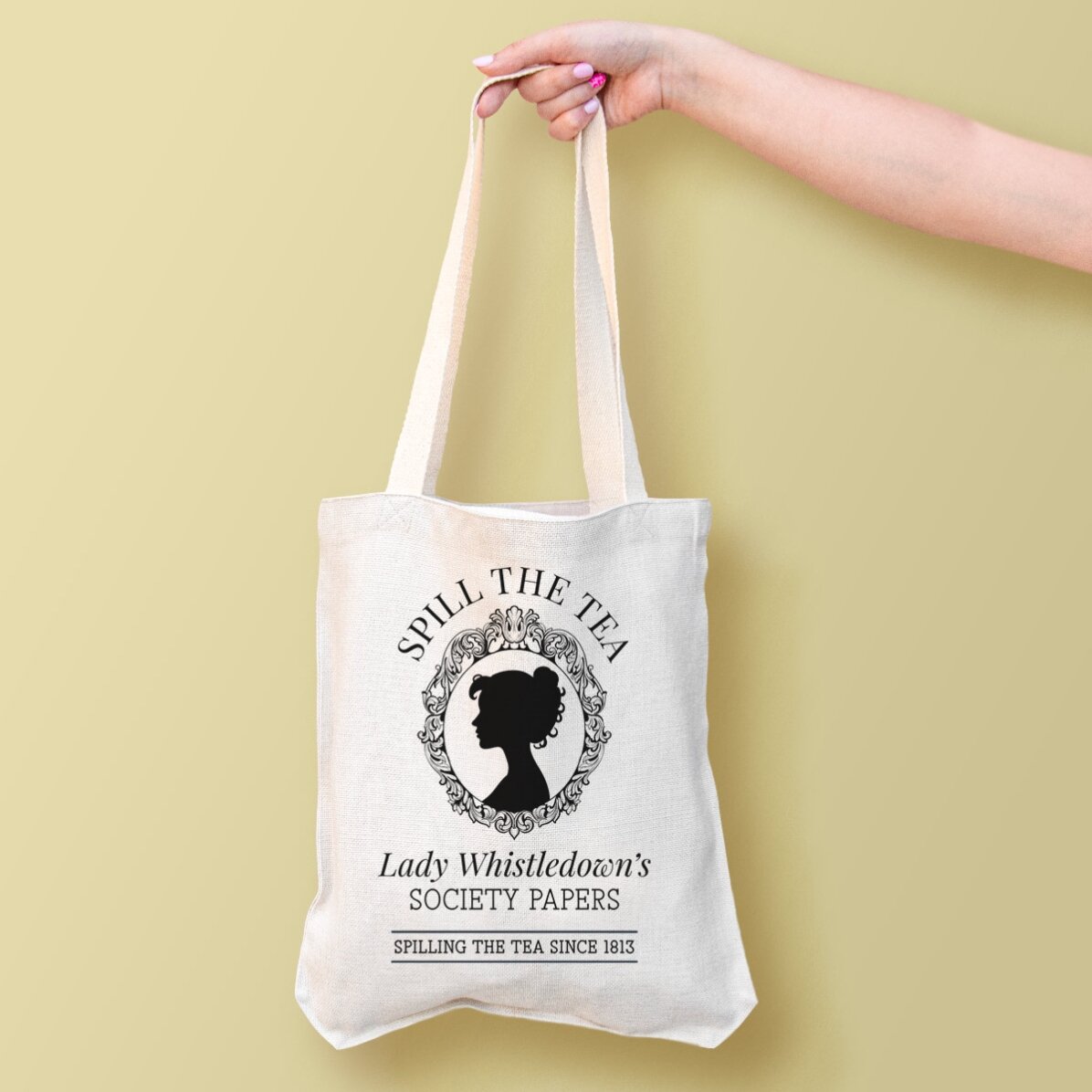 Personalised tote bag with text - Spill the tea