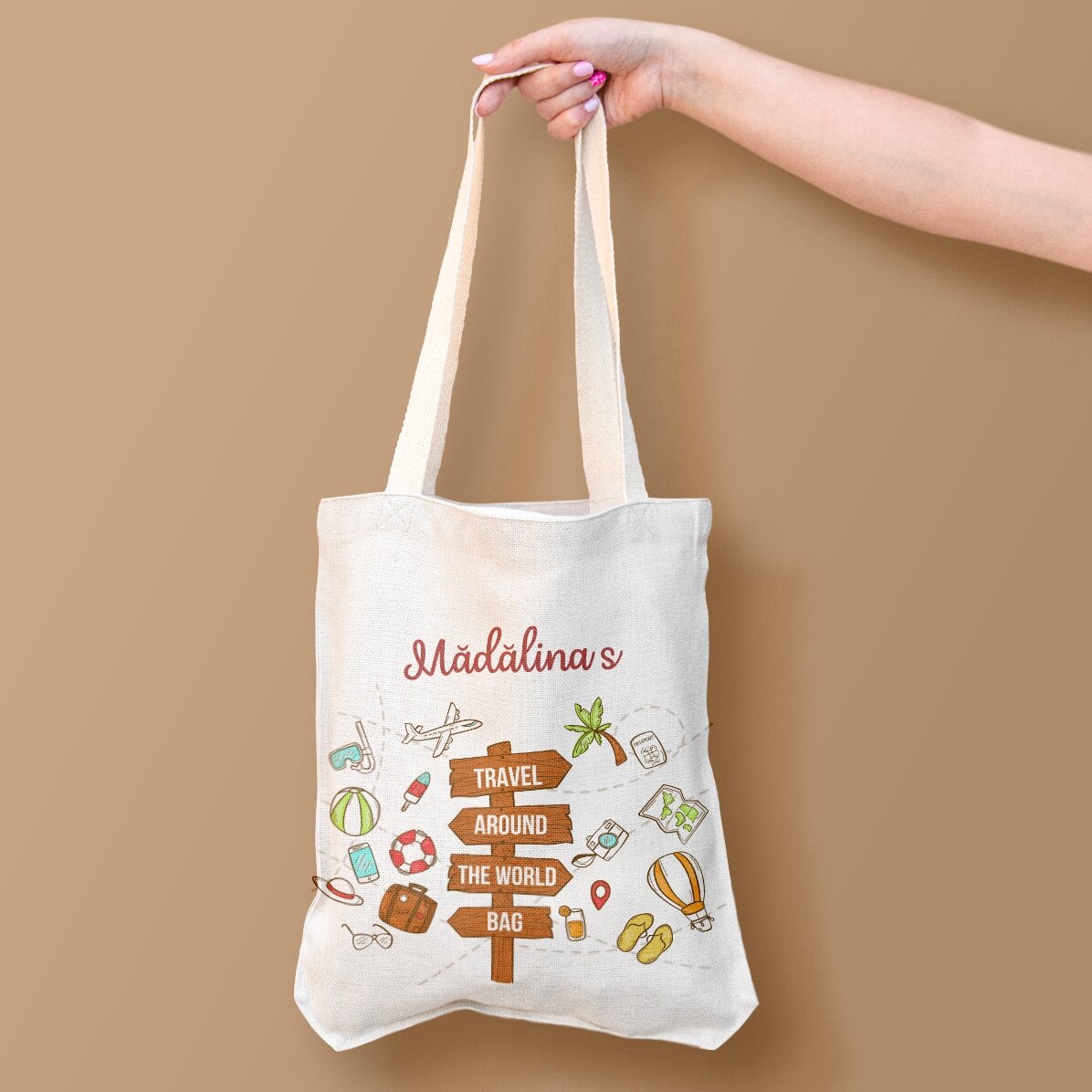 Sacoșă personalizată cu text - Travel