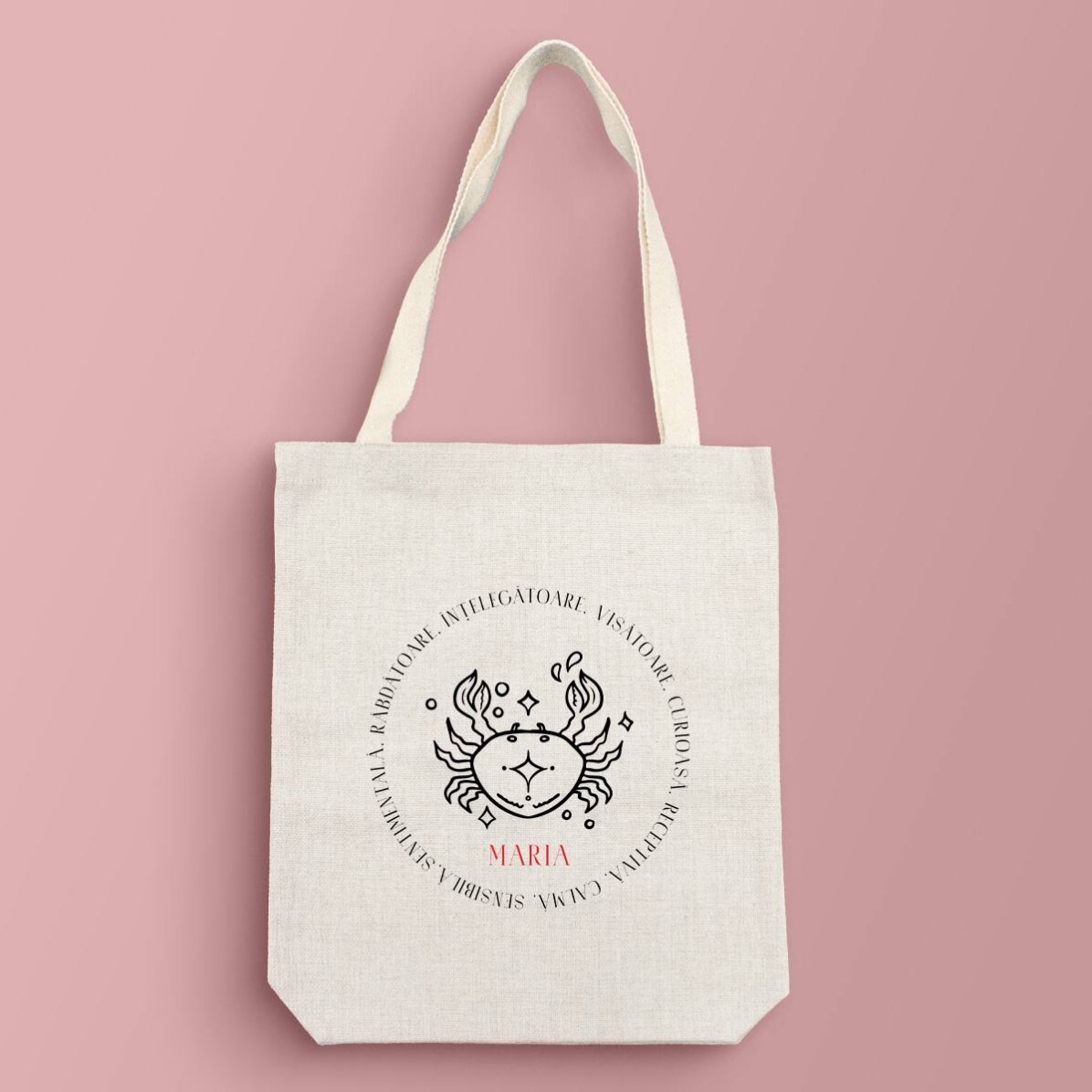 Sacoșă personalizată cu text - Zodia Rac
