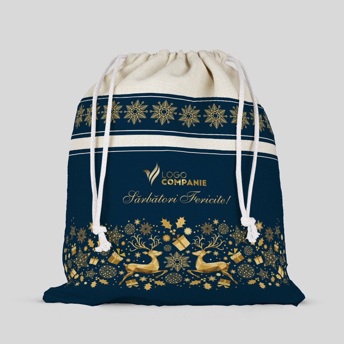 Săculeț 36x39 cm personalizat cu logo - Poveste de Crăciun