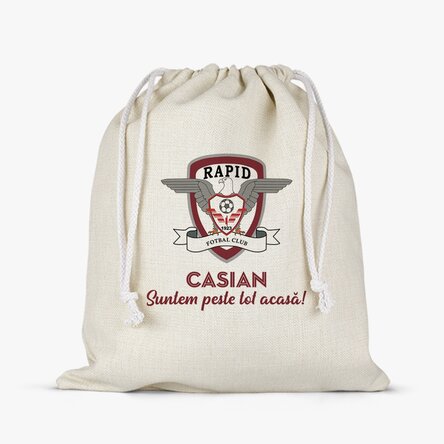 Săculeț mediu FC Rapid personalizat cu nume și mesaj 