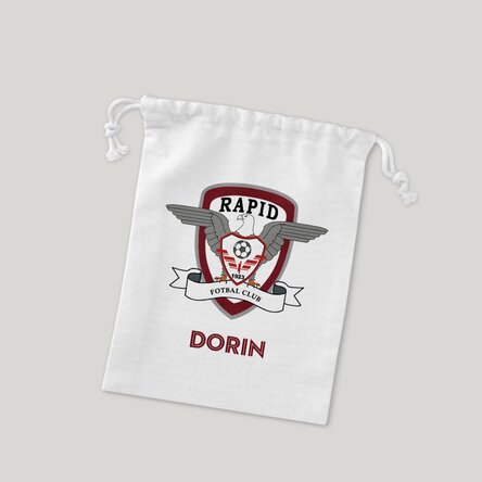 Săculeț mic pentru cadouri FC Rapid personalizat cu nume