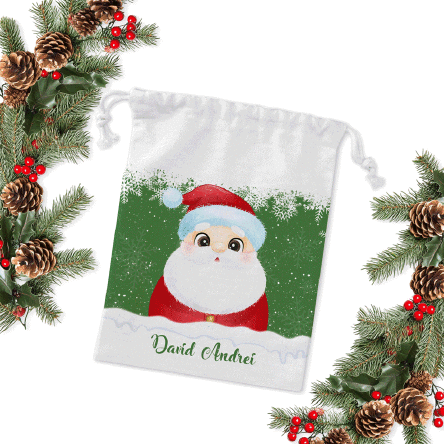 Săculeț mic pentru cadouri personalizat cu nume - Merry Christmas