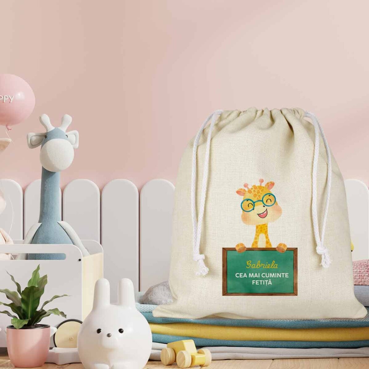 Săculeț pentru grădiniță personalizat cu mesaj - Cute