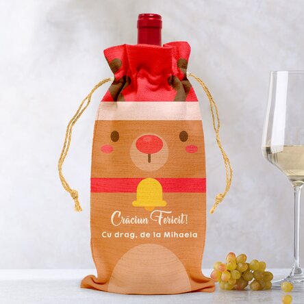 Săculeț personalizat pentru sticlă de vin - Ren