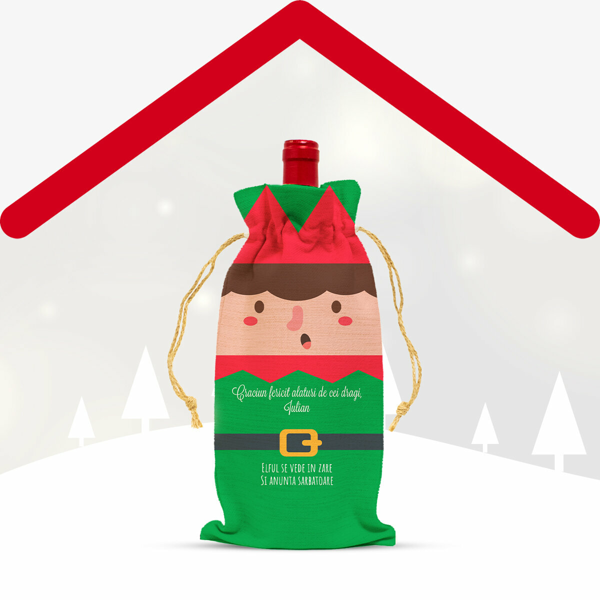 Personalised bags for Christmas wine bottles