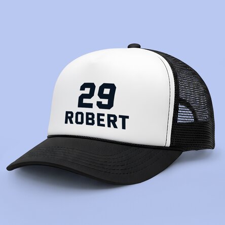Personalised cap with number and name