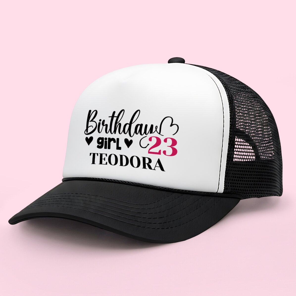 Personalised cap with text – Birthday girl