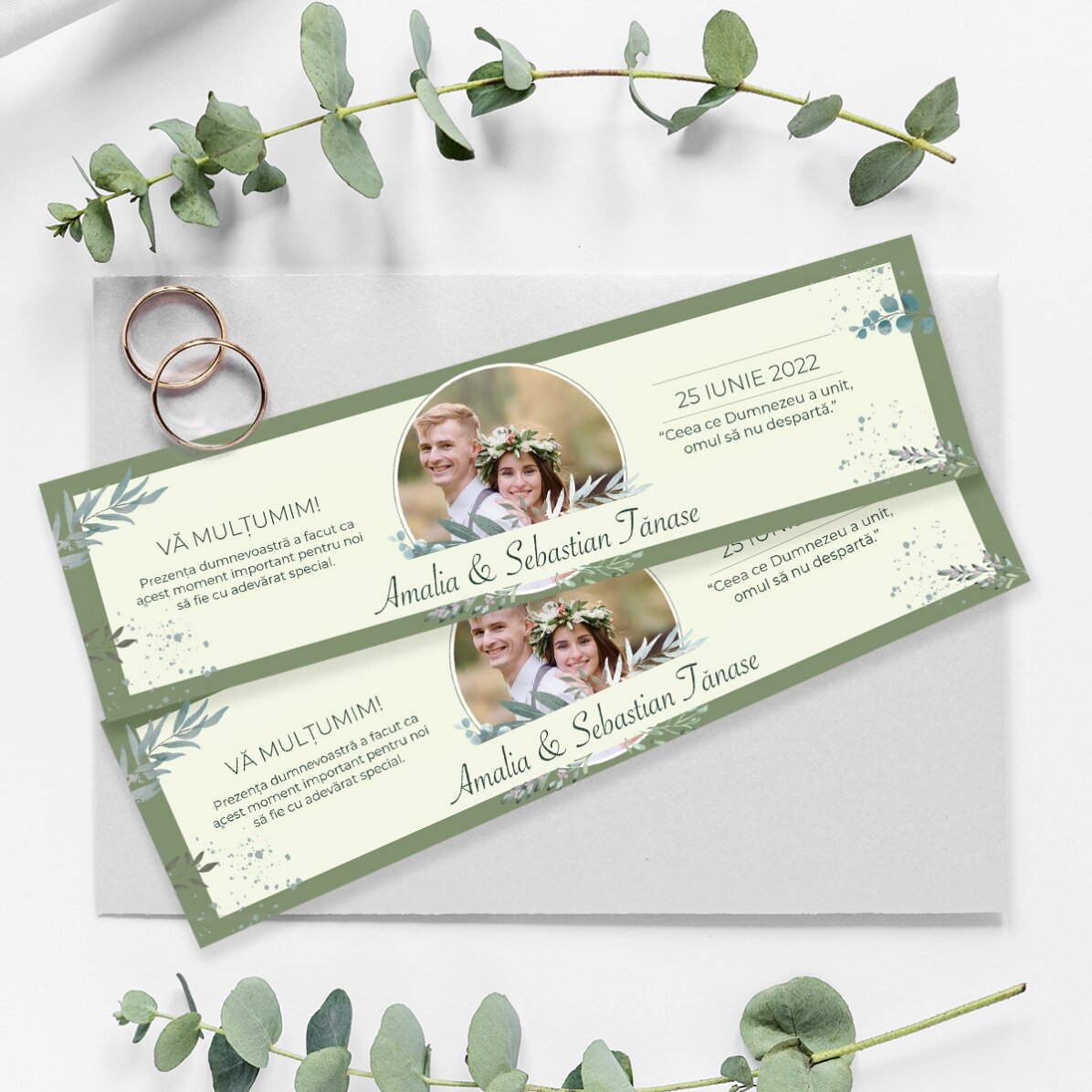 Semn de carte mărturie personalizat cu o poză și mesaj