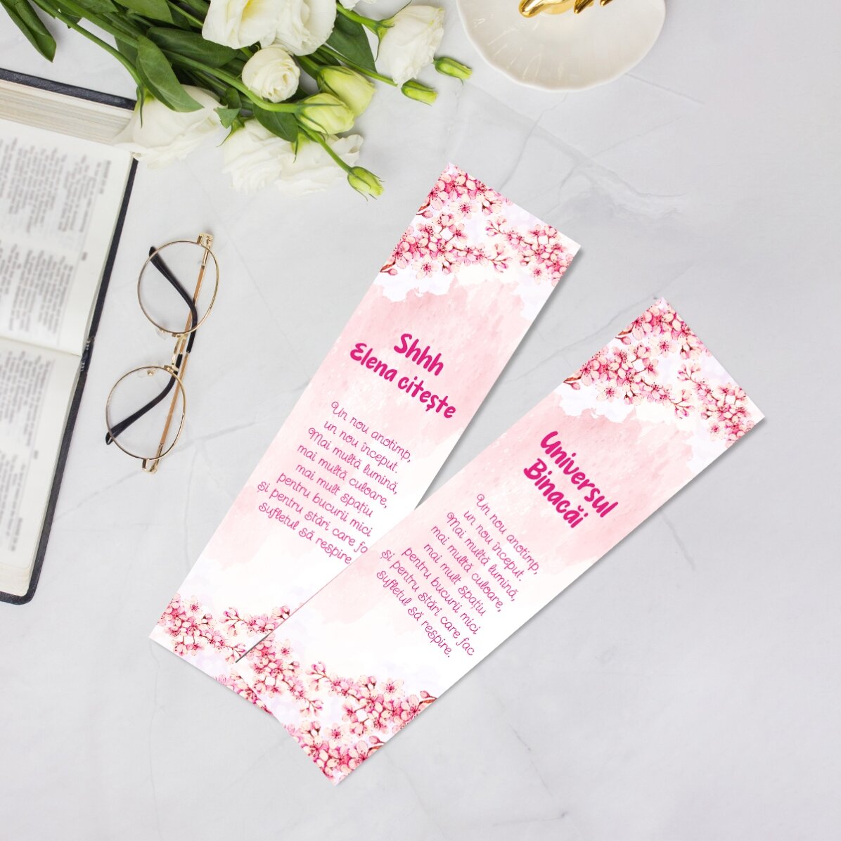 Personalised bookmark with message - Cherry Blossom