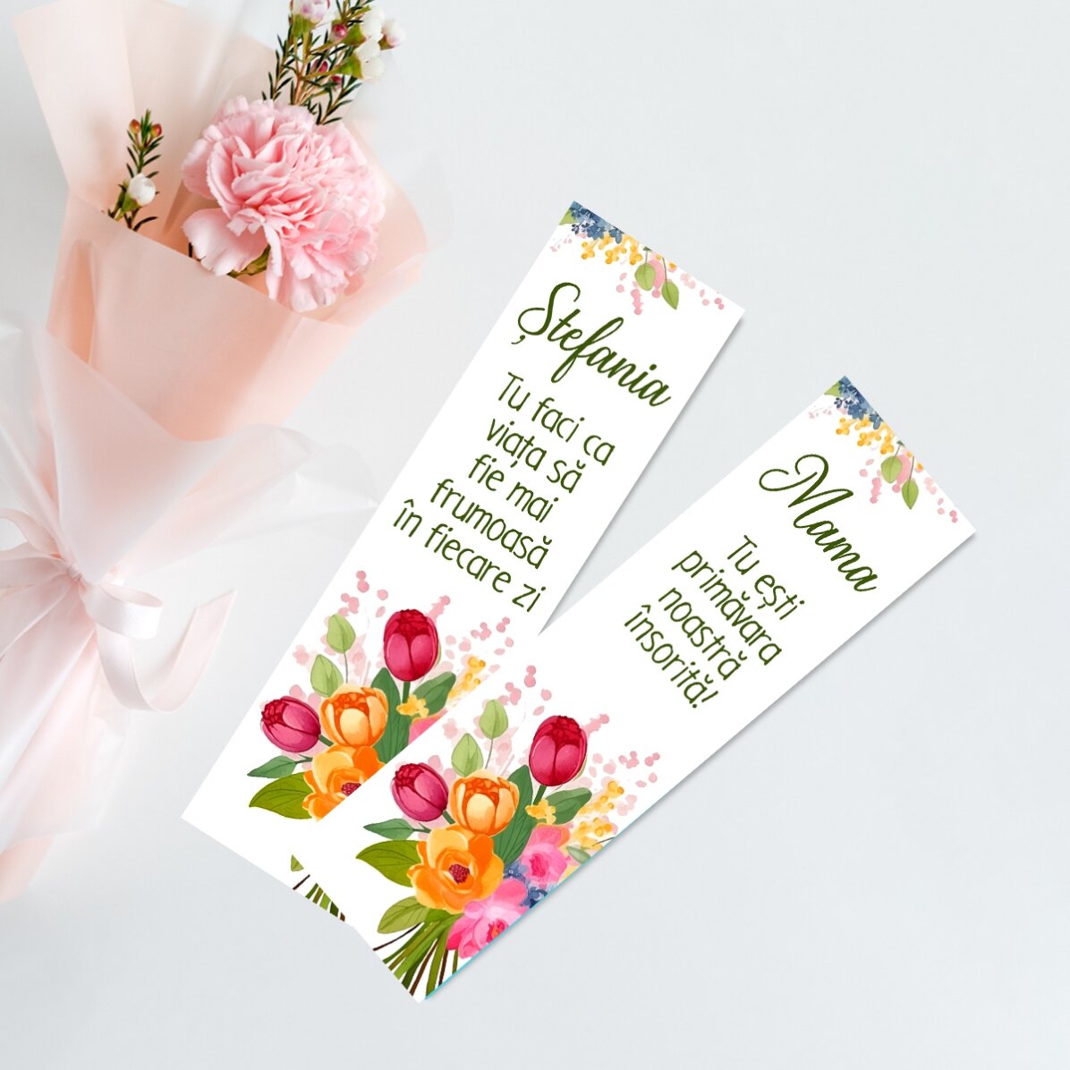 Personalised bookmark with message - Flowers