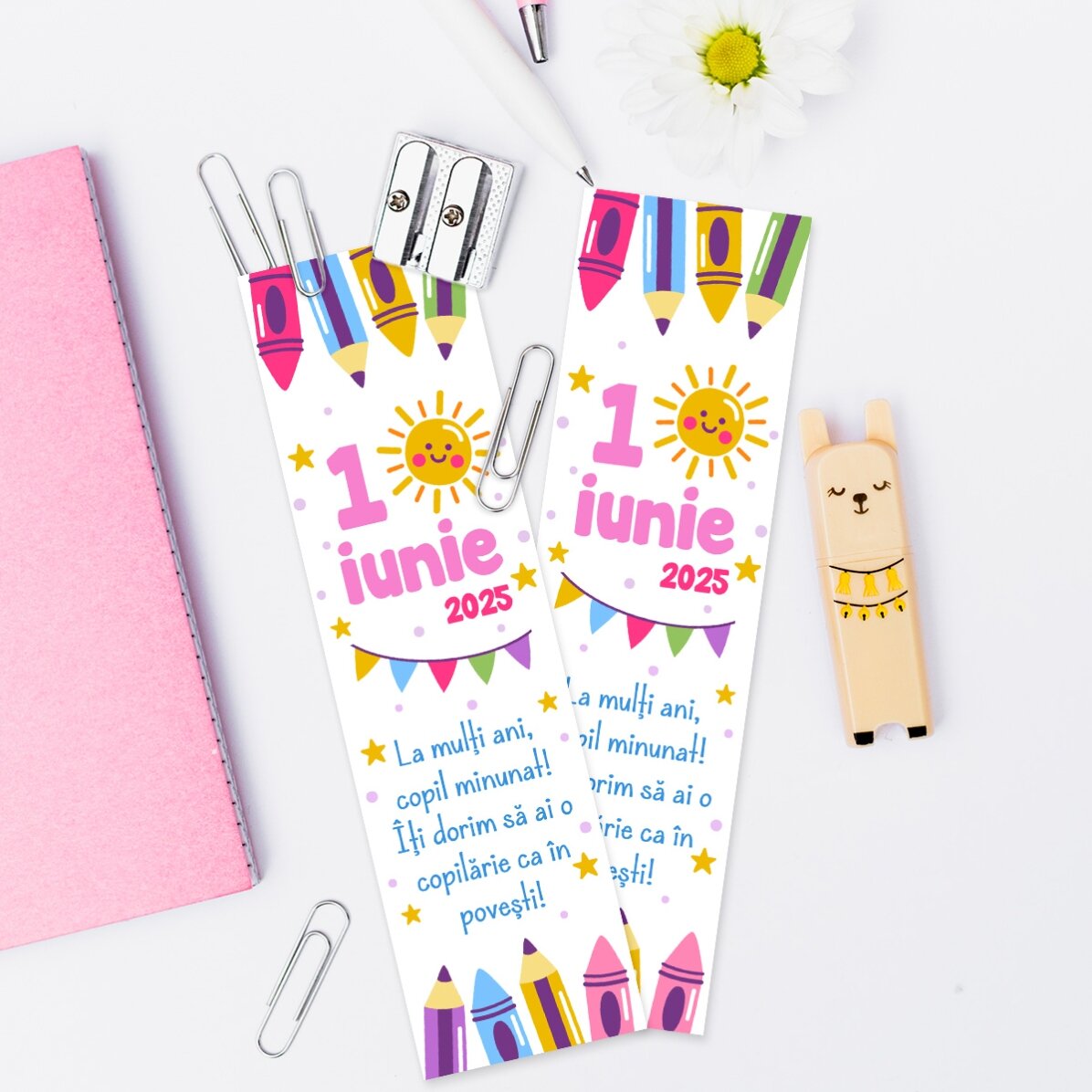 Semn de carte personalizat cu mesaj pentru Ziua copilului