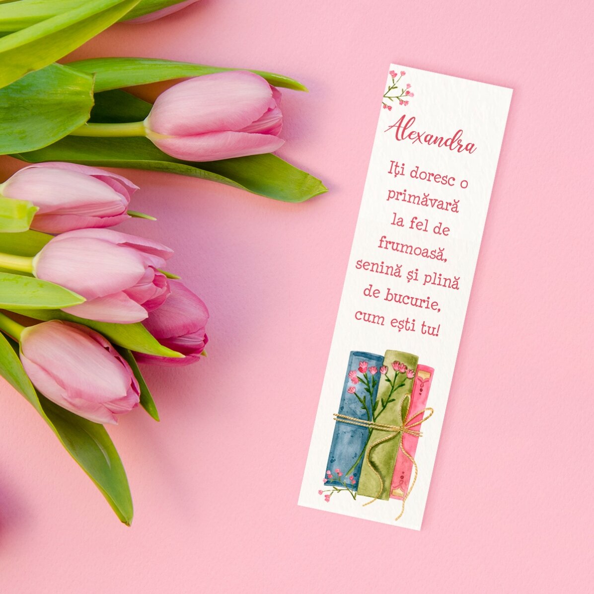 Semn de carte personalizat cu mesaj - Spring