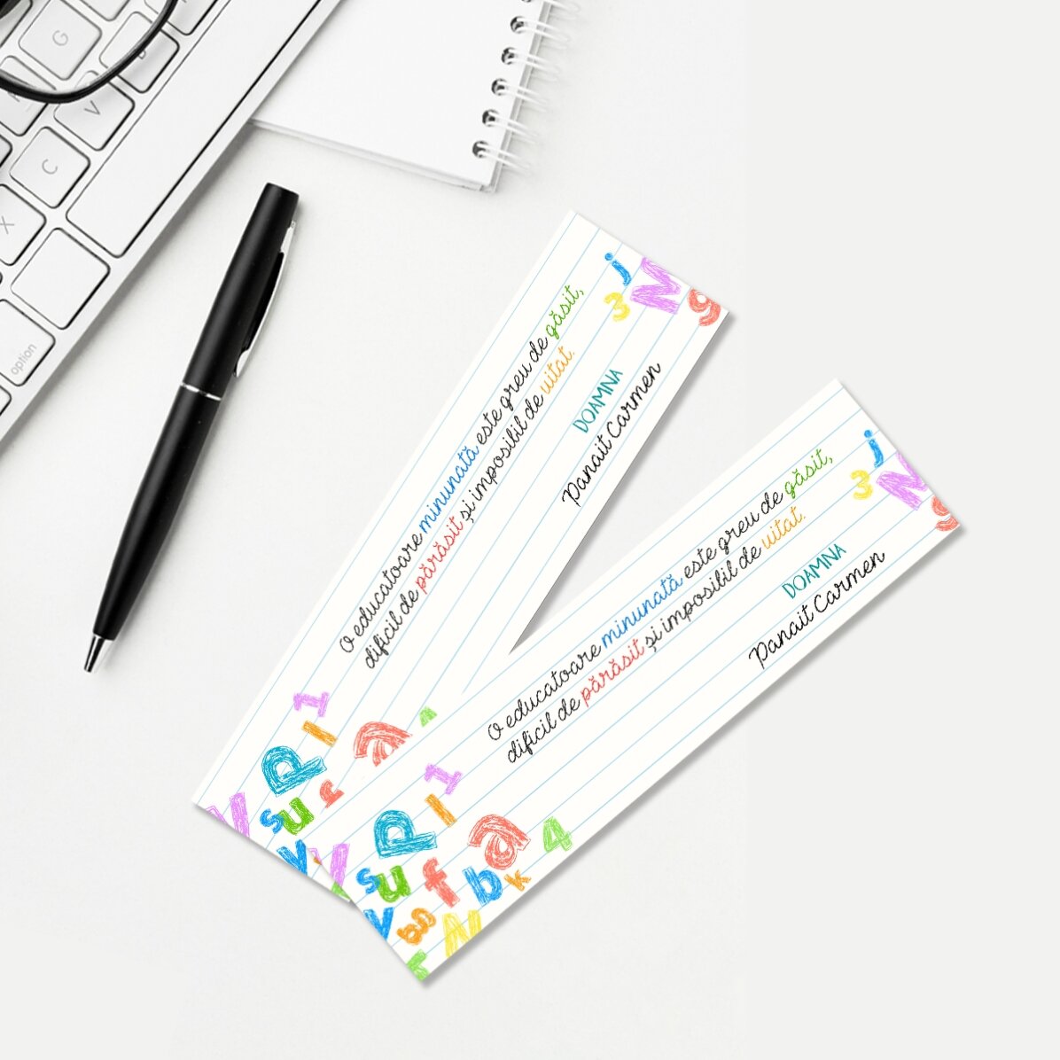 Semn de carte personalizat cu nume pentru educatoare