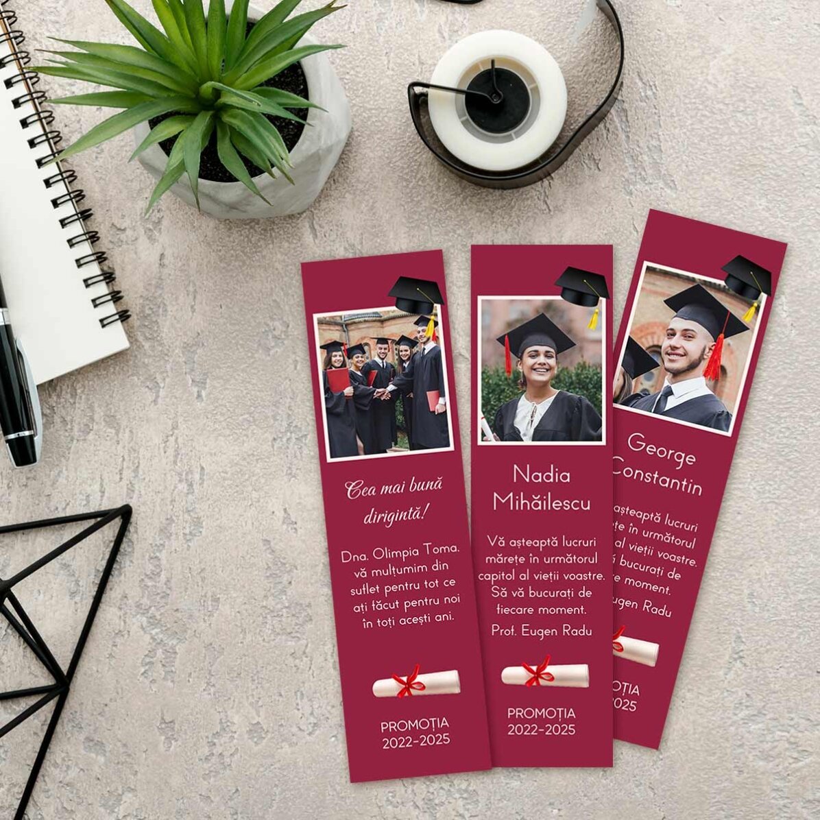 Semn de carte personalizat cu o poză și mesaj  - Absolvire