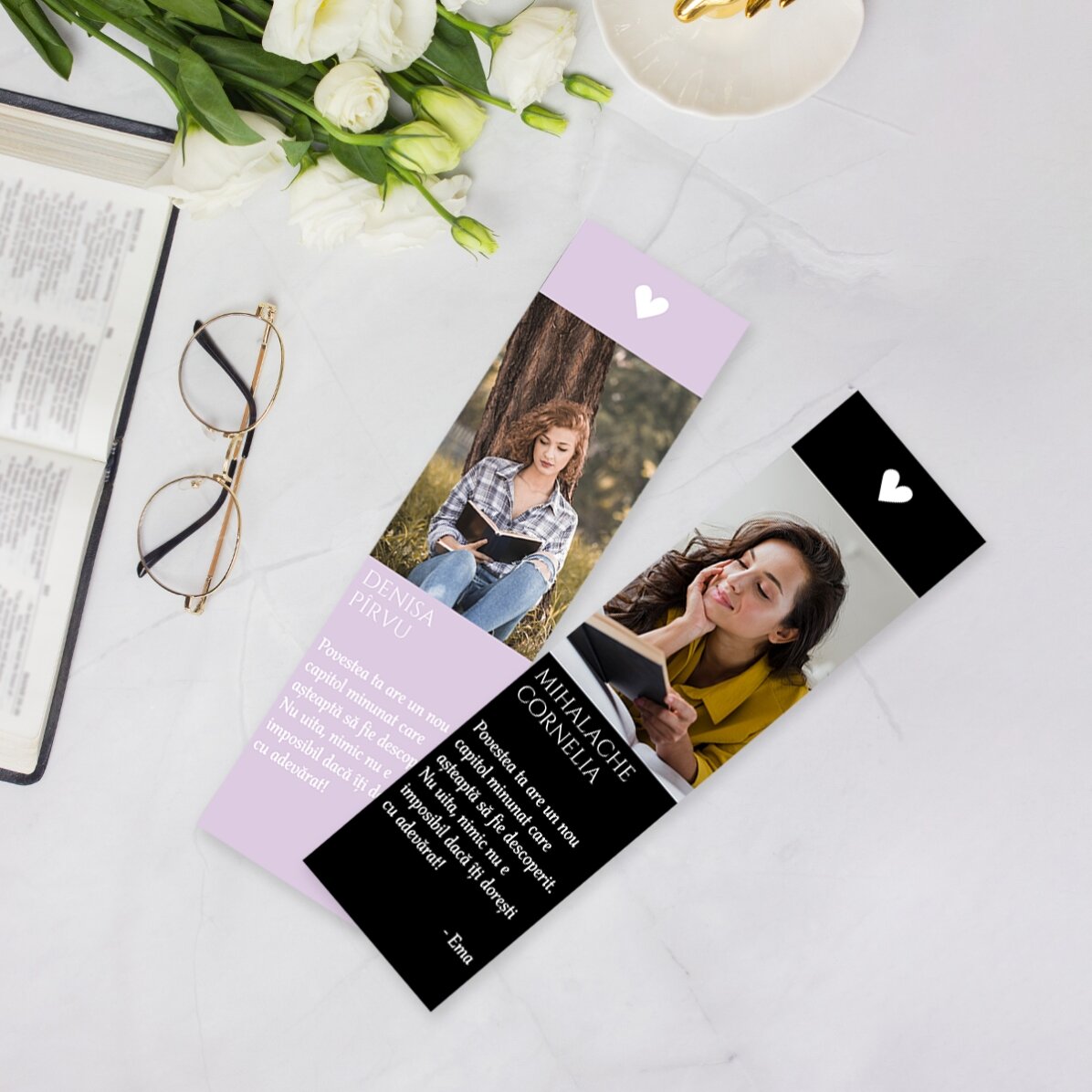 Personalised bookmark with a photo and text - For you